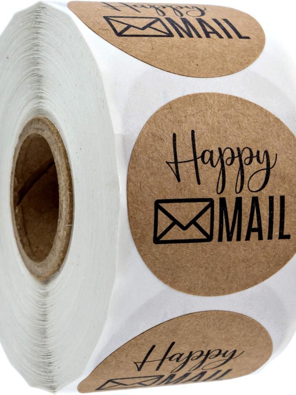 1.5" Round Brown Kraft Happy Mail Stickers / 500 Happy Labels/Kraft Envelope Sea